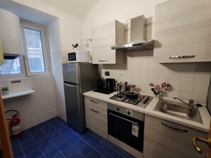 Coffee/tea maker, fridge, microwave, oven - Rome Center-Vatican-San Pietro-Trastevere-2 Bedrooms-2 Bathrooms-Living Room Sofa Bed (Città del Vaticano)
