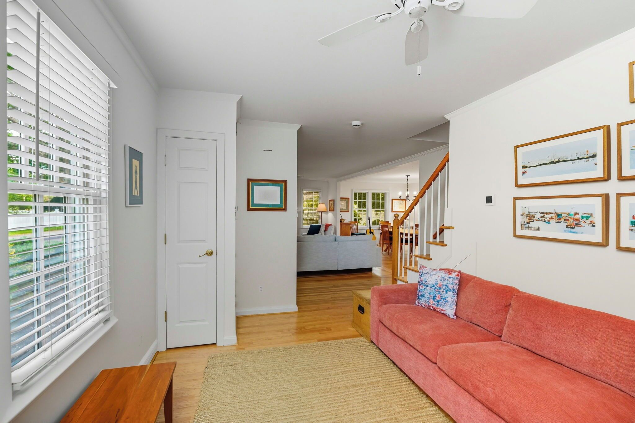 TV, fireplace, books