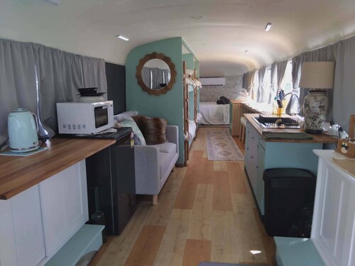 Vintage Bedford Bus Farm Glamping Under the Stars