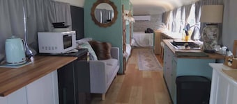 Vintage Bedford Bus Farm Glamping Under the Stars