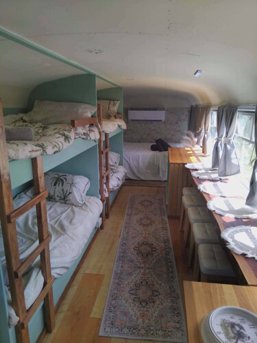 Vintage Bedford Bus Farm Glamping Under the Stars