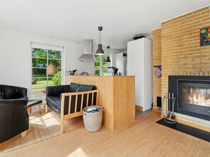 Televisión y chimenea 