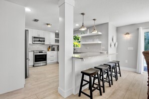 Fridge, microwave, oven, stovetop - C-View Florida: Canal Front Home w/ Dock! (Anna Maria)