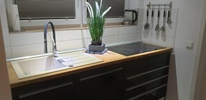 Kühlschrank, Mikrowelle, Ofen, Herdplatte