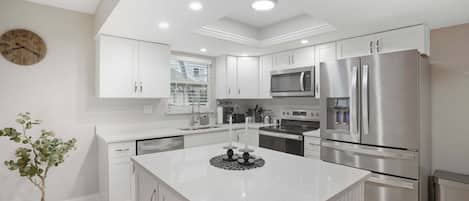 Fridge, microwave, oven, dishwasher