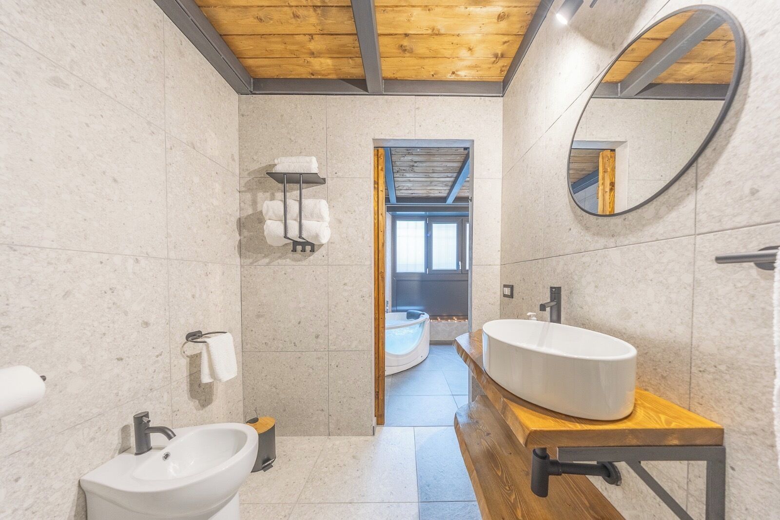 Hair dryer, towels, toilet paper