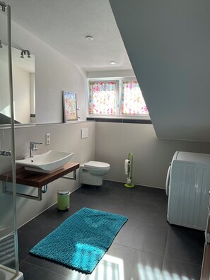 Shower, hair dryer, towels, toilet paper - Vacation apartment in the heart of Upper Swabia (Grünkraut)