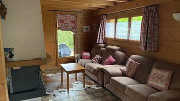 Télévision, cheminée, table de tennis de table