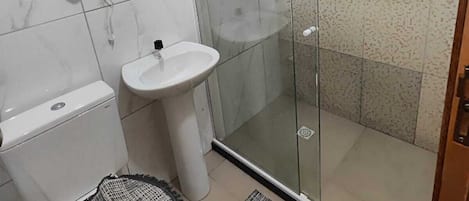 Hair dryer, soap, toilet paper