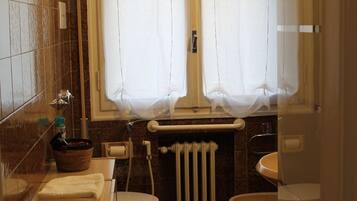 Haartrockner, Bidet, Handtücher, Seife