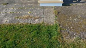 A mobile home with a front door, a small set of steps, and a window with a curtain. - Skegness Holiday Park 13968 (Skegness)