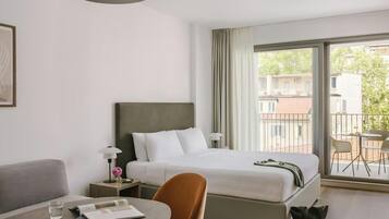 Monolocale Deluxe, cucina | Biancheria da letto di alta qualità, minibar, con stile personalizzato