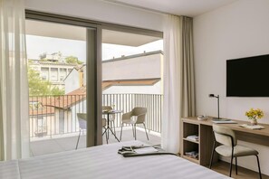 สตูดิโอ, ระเบียง | เครื่องนอนระดับพรีเมียม, มินิบาร์, ห้องพักตกแต่งอย่างมีเอกลักษณ์