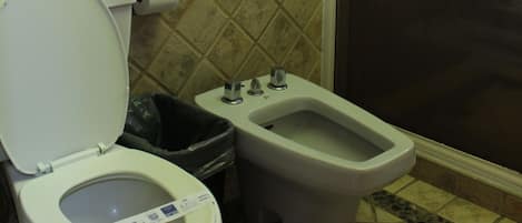 Douche, sĂšche-cheveux, serviettes fournies, savon