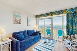 TV, DVD player, video library - Oceanfront condo with private balcony, pool, hot tub & lazy river (North Myrtle Beach)