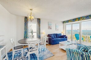TV, DVD player, video library - Oceanfront condo with private balcony, pool, hot tub & lazy river (North Myrtle Beach)