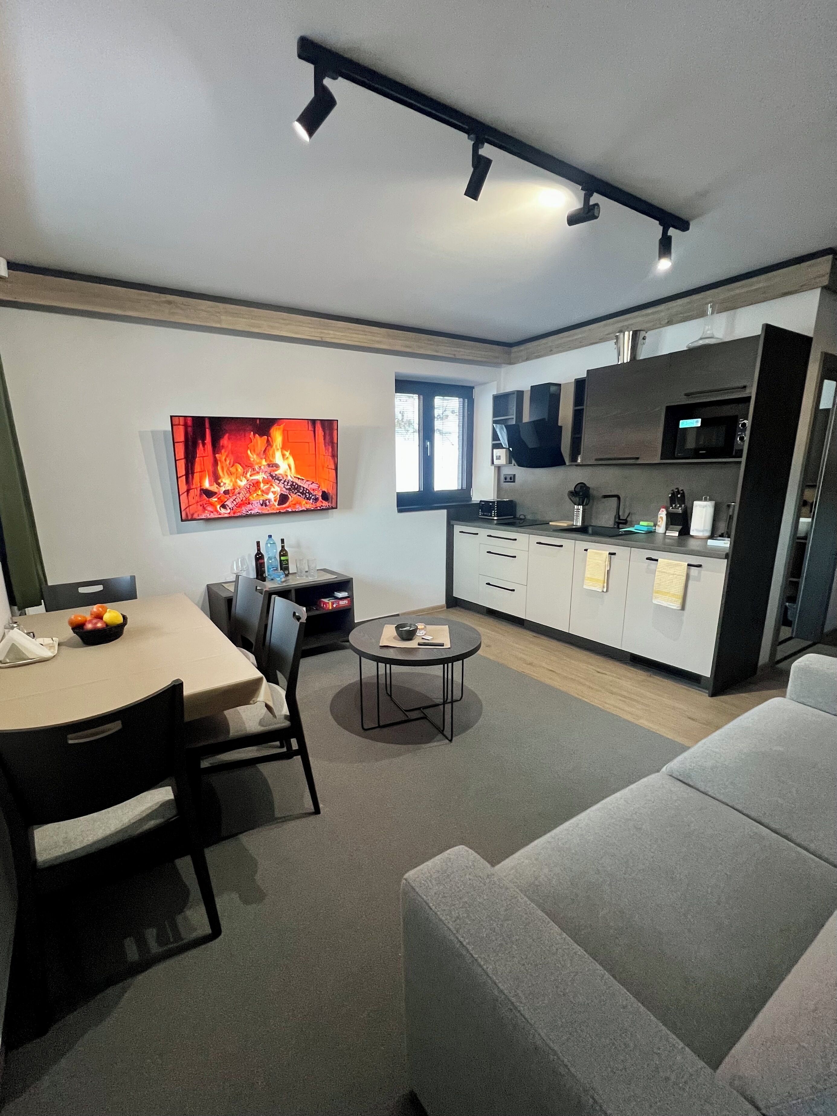 Open-plan living area with kitchenette