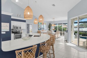 Fridge, microwave, oven, stovetop - Casa Azul - Marco Island Family Home w/ Heated Pool (Marco Island)