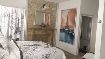 2 habitaciones, tabla de planchar con plancha, wifi y ropa de cama