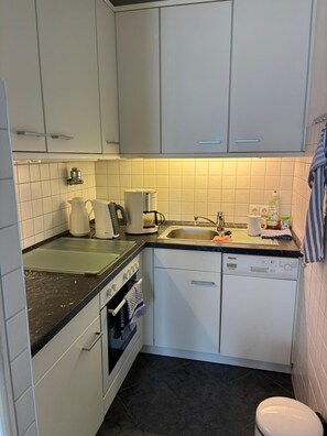 Ofen, Herdplatte, Geschirrspüler, Wasserkocher mit Kaffee-/Teezubehör