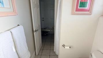 Douche, sèche-cheveux, serviettes fournies, papier toilette