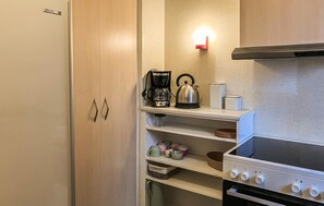 Kjøleskap, kokeplater og kaffetrakter/tekoker