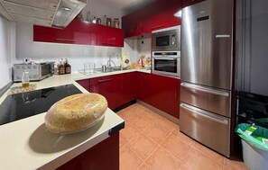 Frigorífico, microondas, placa de cocina y lavavajillas