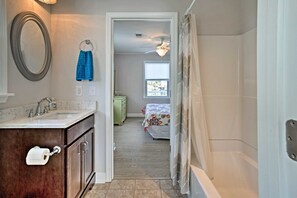 Hair dryer, towels - Steps to Shore! Retreat w Ocean Views & Deck (Holden Beach)