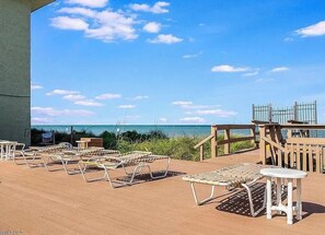 Terrace/patio - Ocean front 2 bedroom 2 bath 1st floor heated pool condo (Satellite Beach)