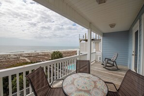 Outdoor dining - Hobbs Realty - The Roost: Spacious 5-Bedroom, Private Pool, Elevator, $250 Beach Gear Credits (Holden Beach)