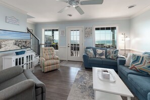 TV - Oceanfront duplex in Holden Beach, 4 bedrooms, stunning views, sleeps 10. (Holden Beach)