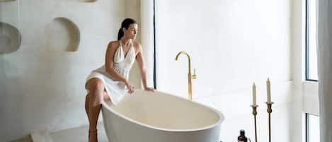 Villa, 2 Bedrooms, Private Pool, Ocean View | Bathroom | Separate bathtub and shower, free toiletries, hair dryer, towels