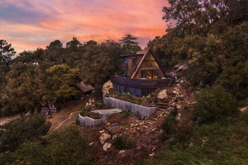 Modern Mountain A-Frame with Ocean + Island Views