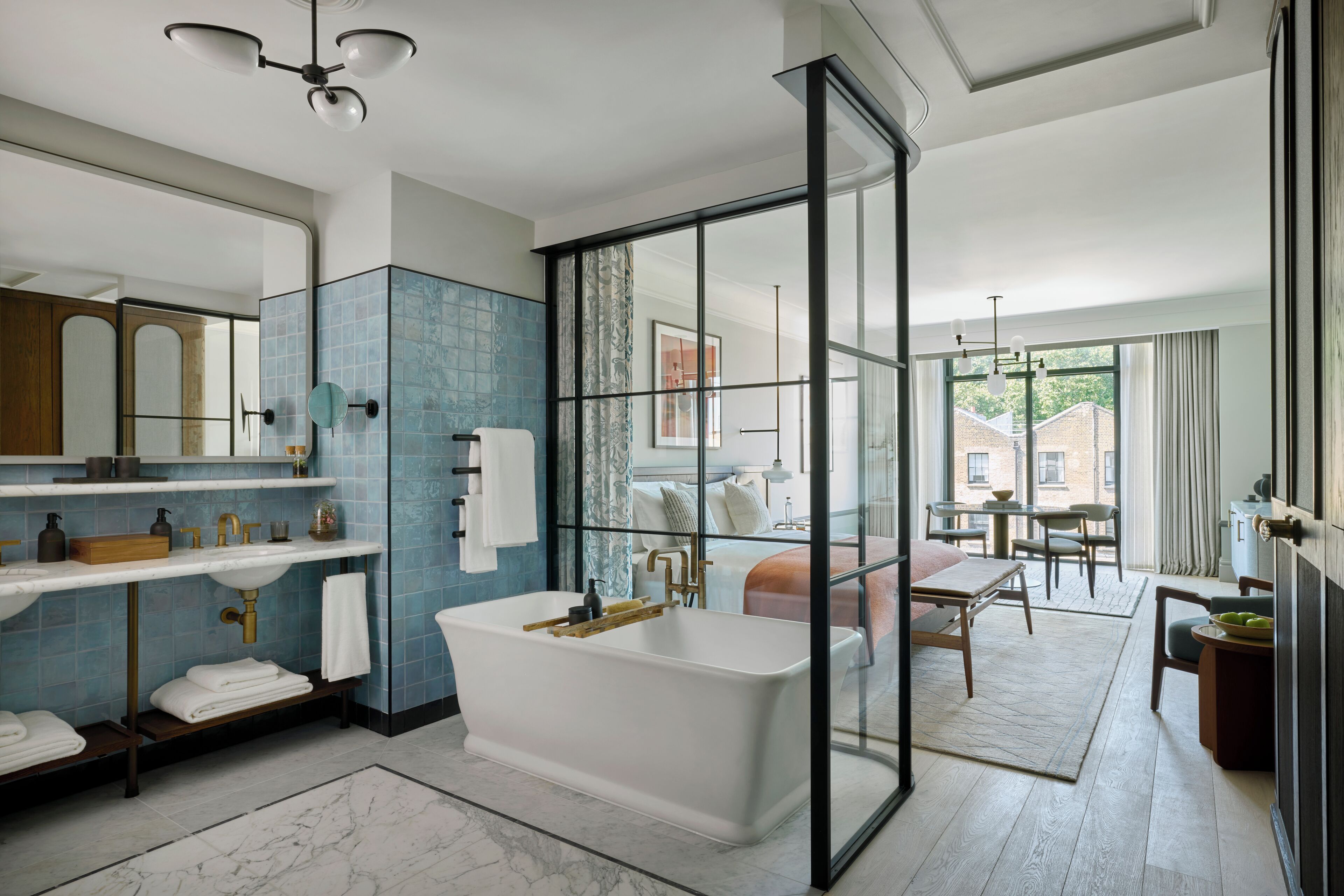 Premium bedding, down duvets, free minibar items, in-room safe