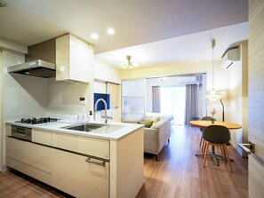Premier One-Bedroom Apartment | Private kitchen | Fridge, microwave, stovetop, electric kettle - Section L Residence Shibuya (Tokyo)