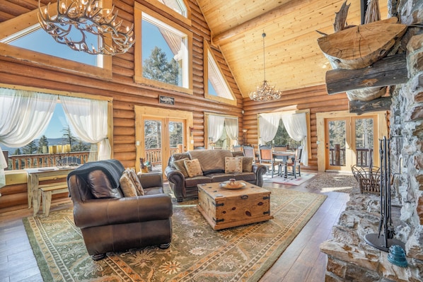 Smart TV, fireplace, DVD player, books