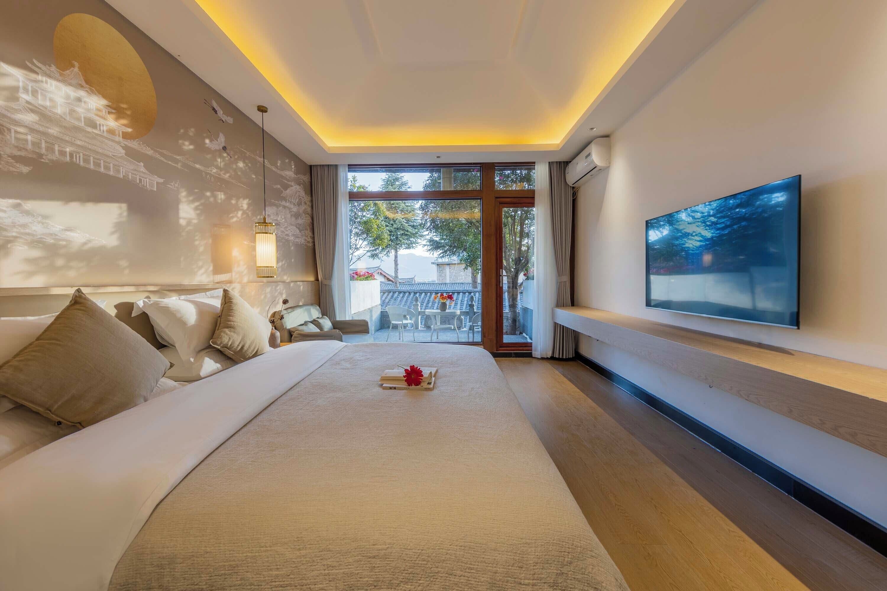 Desk, blackout curtains, free WiFi, bed sheets