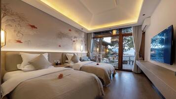 Kamar Twin Khas, pemandangan bukit | Meja kerja, tirai kedap cahaya, Wi-Fi gratis, dan seprai linen