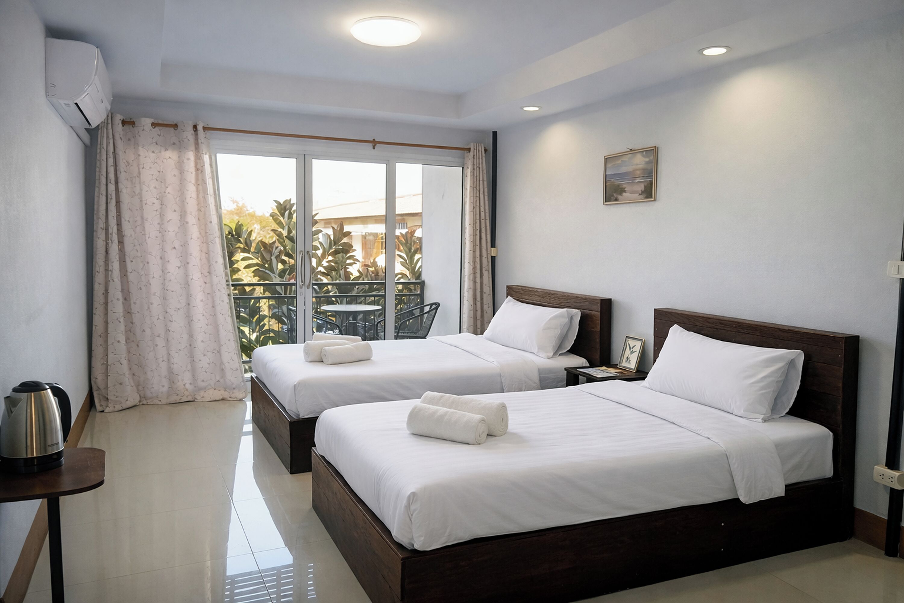 مكتب وأسرّة قابلة للطي وواي فاي مجانًا وملاءات أسرّة