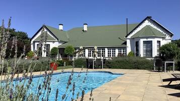 Outdoor pool, pool loungers