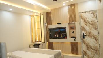 Premium bedding, memory-foam beds, laptop workspace, free WiFi