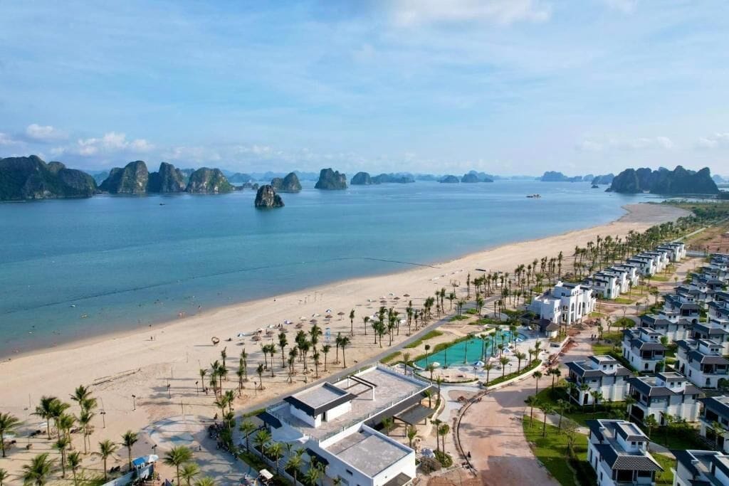 On the beach, white sand