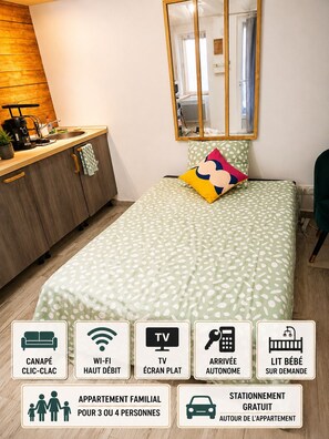 1 dormitorio, Internet, ropa de cama