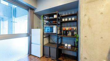 Leilighet | Eget kjøkken | Minikjøleskap, mikrobølgeovn, kokeplater og kjøkkenutstyr