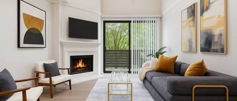 Télévision, cheminée