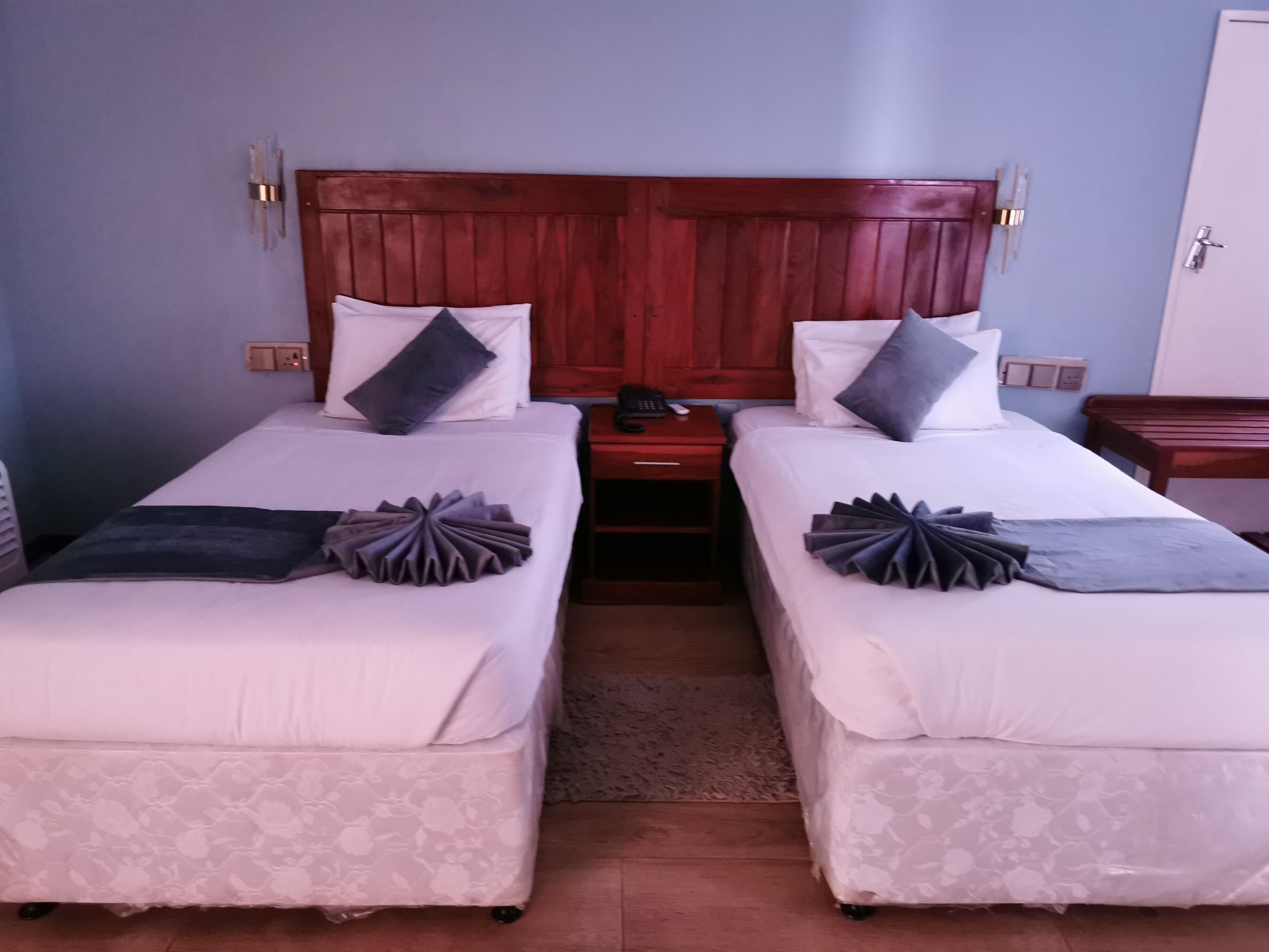 Habitación con 2 camas individuales, vista a la montaña | Escritorio y espacio para trabajar con laptop 