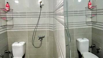 Ducha, secador de pelo, jabón, shampoo