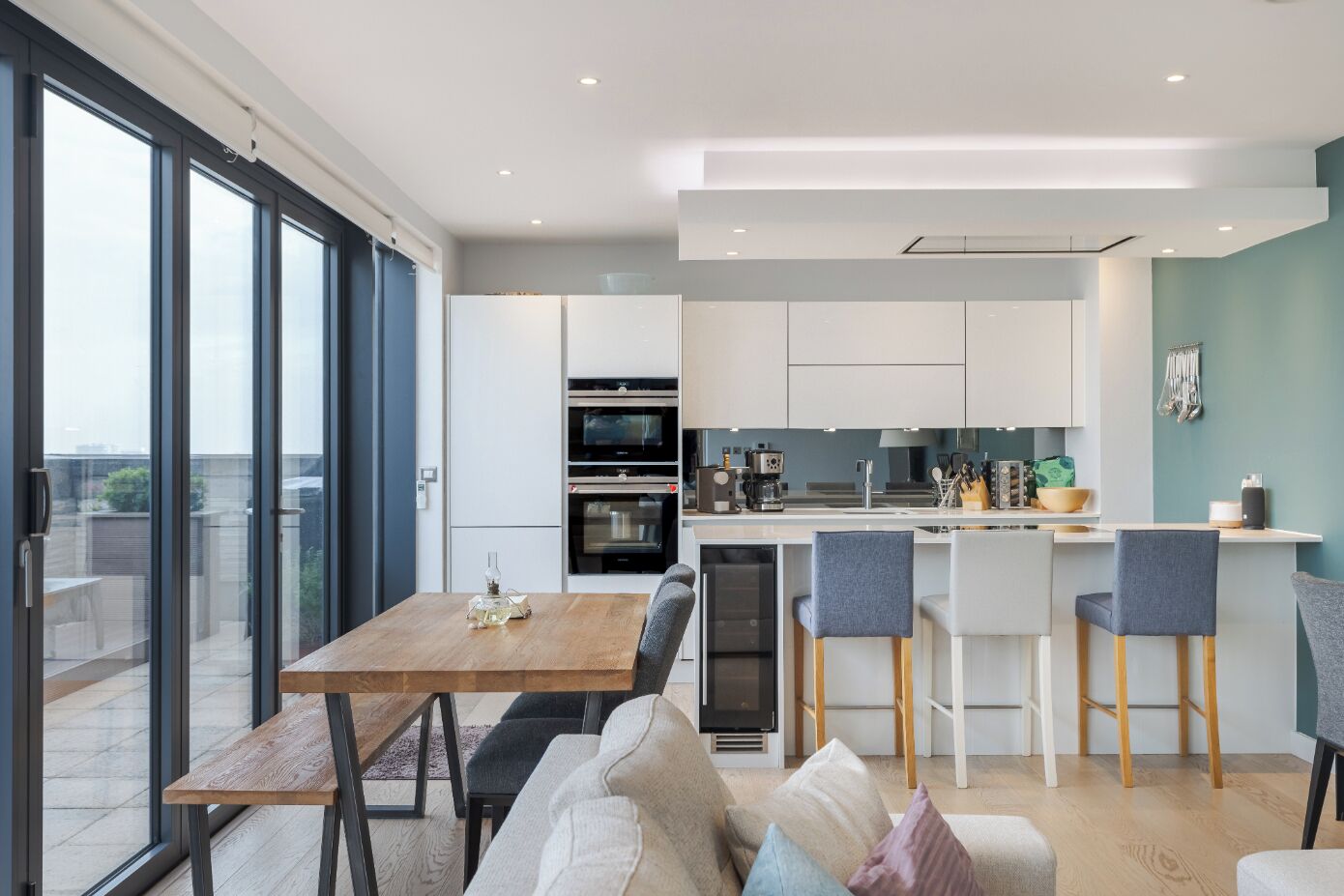 Fridge, microwave, dishwasher, toaster