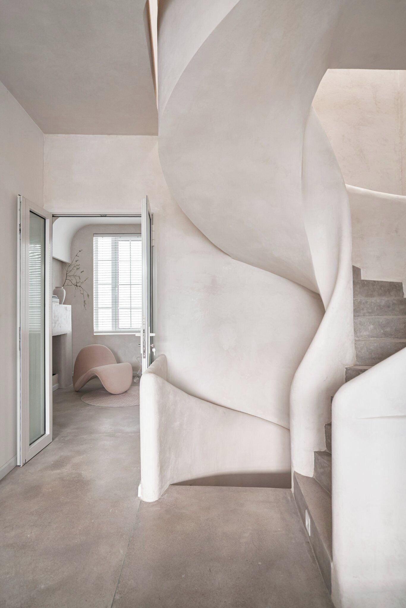 Desk, laptop workspace, blackout drapes, iron/ironing board