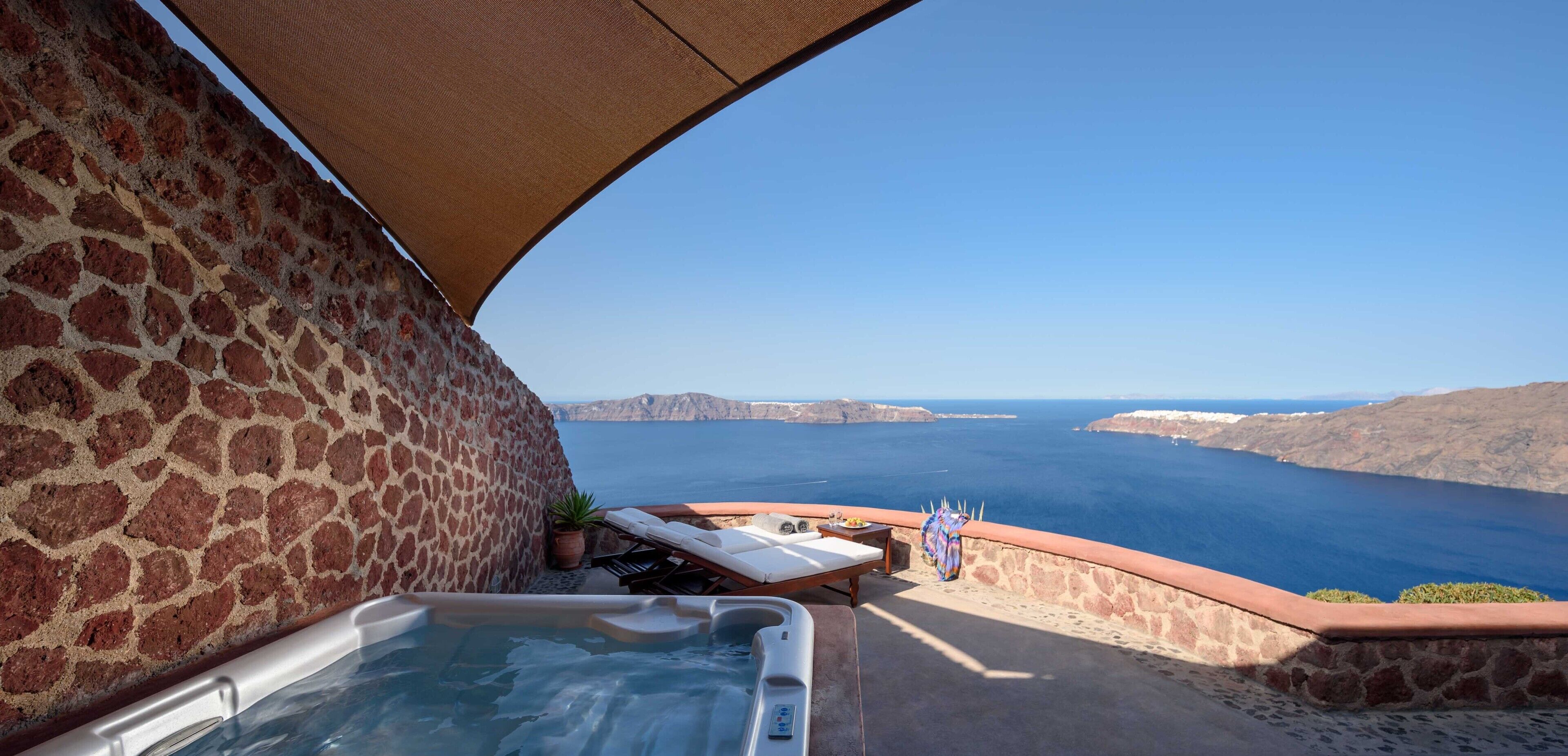 Villa with Hot Tub and Caldera View | Terrace/patio
